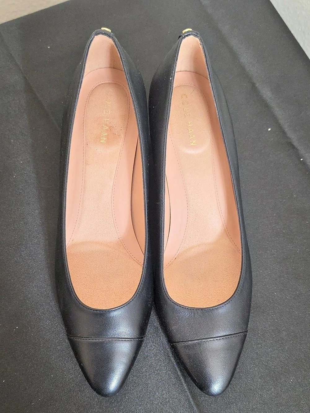 Cole Haan Go-To Shayla Block Heel Pump Black Cap Toe Block Heel Pumps